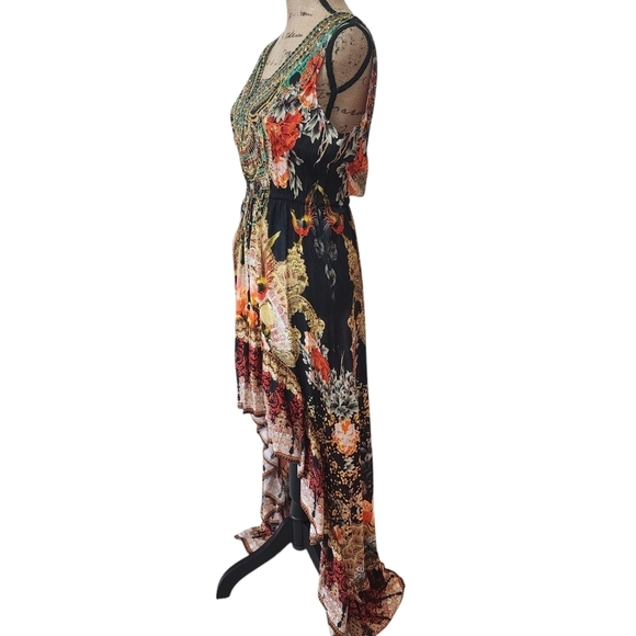 NWT Shahida Parides Luxury Embellished Multi-color Asymmetrical Hi-Lo Dress- M/L - Picture 6 of 16